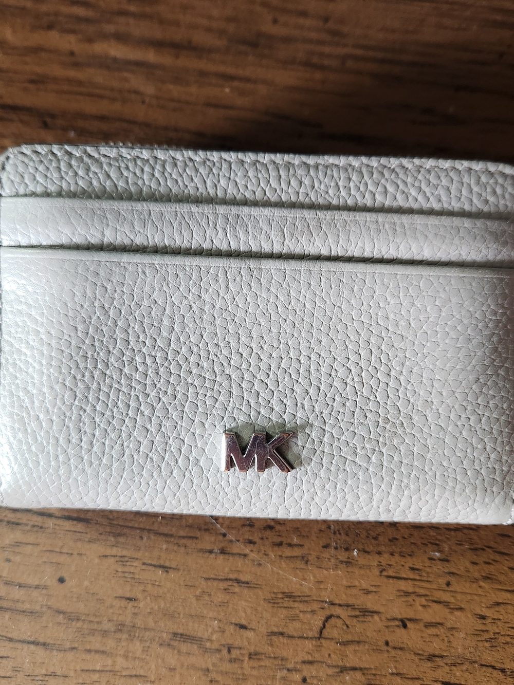 Michael Kors Metallic Silver Pebble Leather Zip Around Card Case Wallet